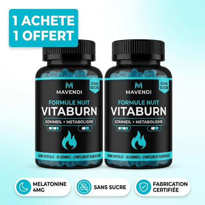VitaBurn | Gummies brûle-graisses de nuit pour homme à la mélatonine – Myrtille