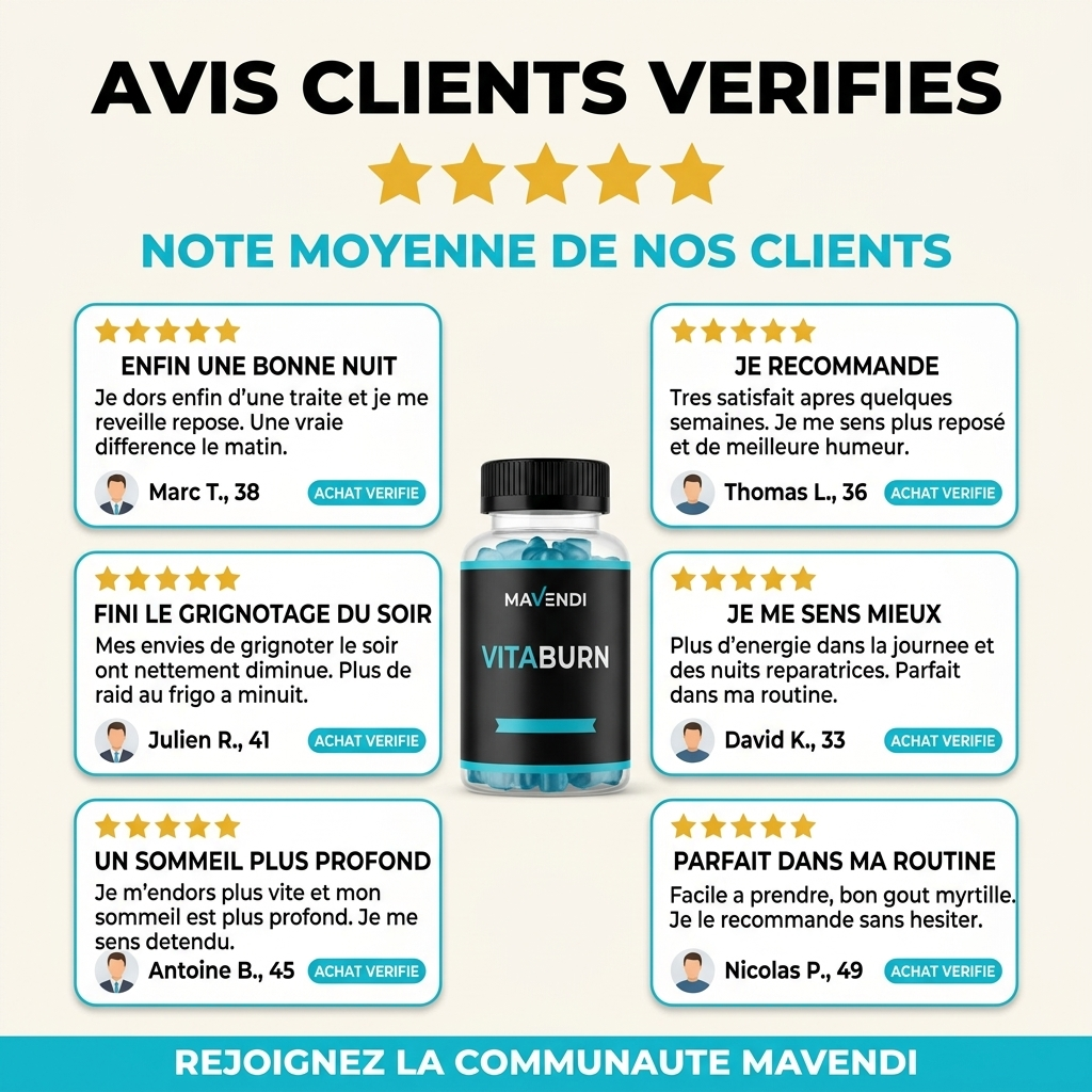 VitaBurn | Gummies brûle-graisses de nuit pour homme à la mélatonine – Myrtille