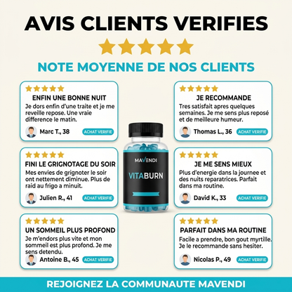 VitaBurn | Gummies brûle-graisses de nuit pour homme à la mélatonine – Myrtille